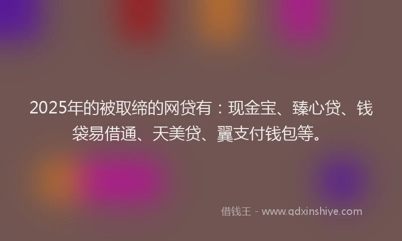 2025年的被取缔的网贷有：现金宝、臻心贷、钱袋易借通、天美贷、翼支付钱包等。