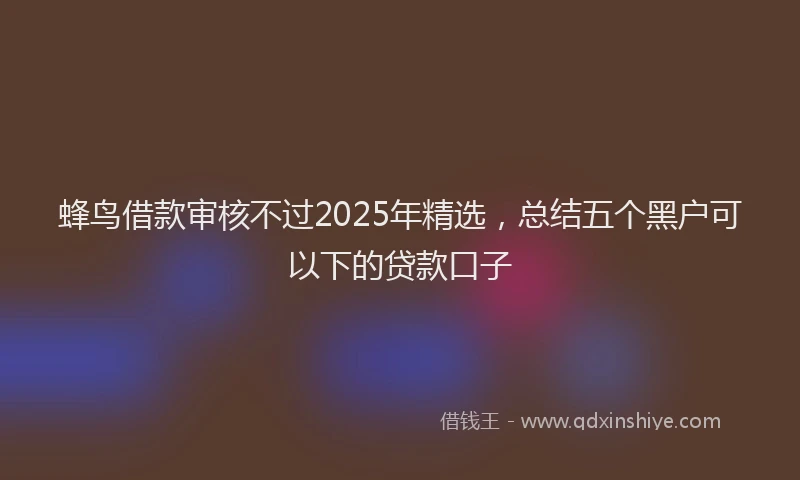 蜂鸟借款审核不过2025年精选，总结五个黑户可以下的贷款口子