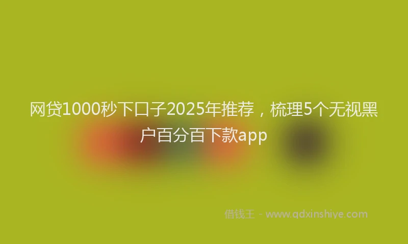 网贷1000秒下口子2025年推荐，梳理5个无视黑户百分百下款app