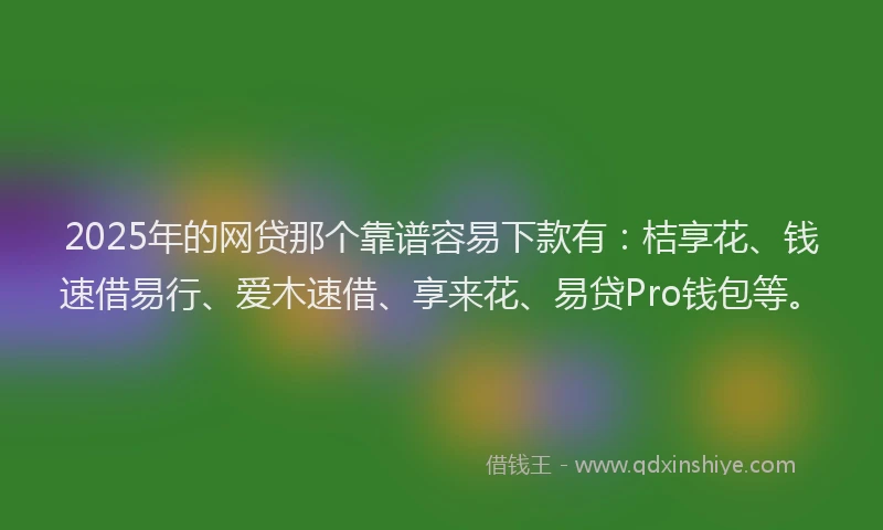 2025年的网贷那个靠谱容易下款有：桔享花、钱速借易行、爱木速借、享来花、易贷Pro钱包等。