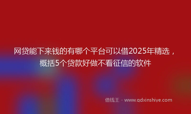 网贷能下来钱的有哪个平台可以借2025年精选，概括5个贷款好做不看征信的软件