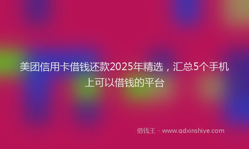 美团信用卡借钱还款2025年精选，汇总5个手机上可以借钱的平台