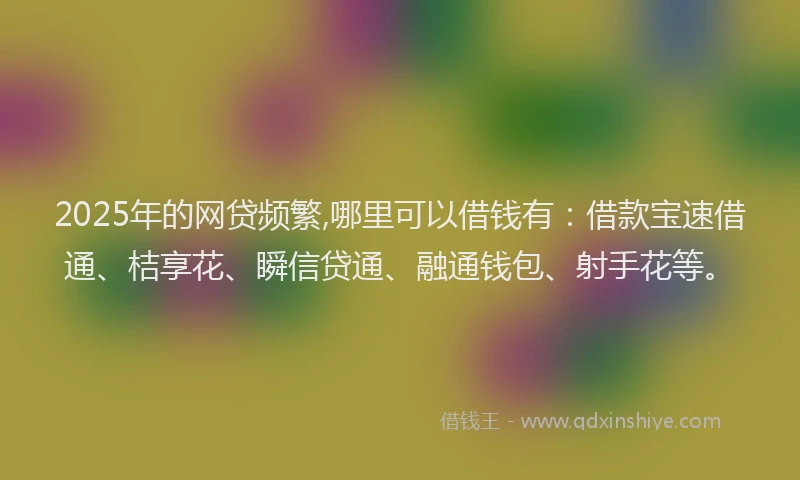 2025年的网贷频繁,哪里可以借钱有：借款宝速借通、桔享花、瞬信贷通、融通钱包、射手花等。
