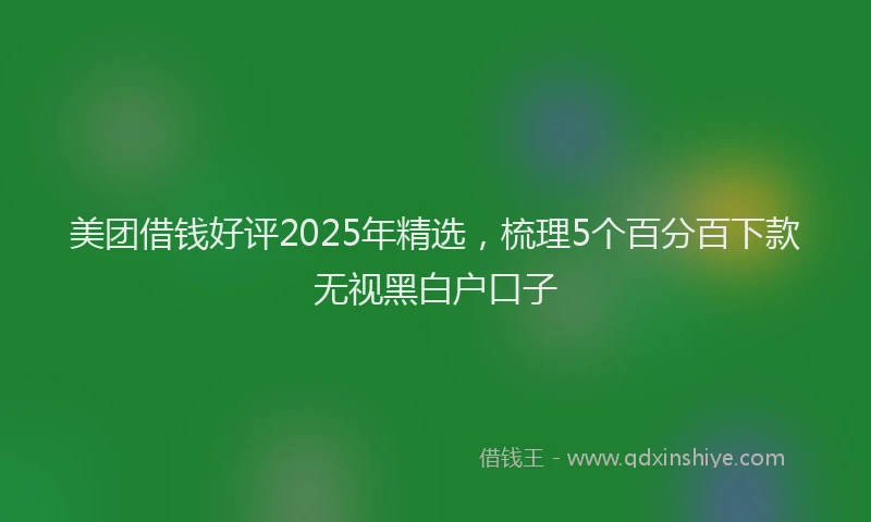 美团借钱好评2025年精选，梳理5个百分百下款无视黑白户口子