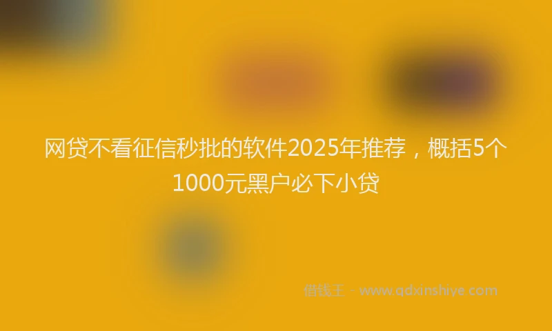 网贷不看征信秒批的软件2025年推荐，概括5个1000元黑户必下小贷