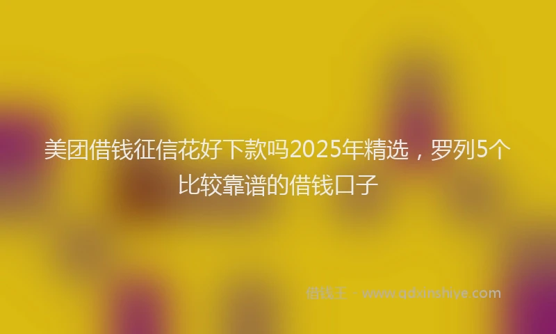 美团借钱征信花好下款吗2025年精选，罗列5个比较靠谱的借钱口子