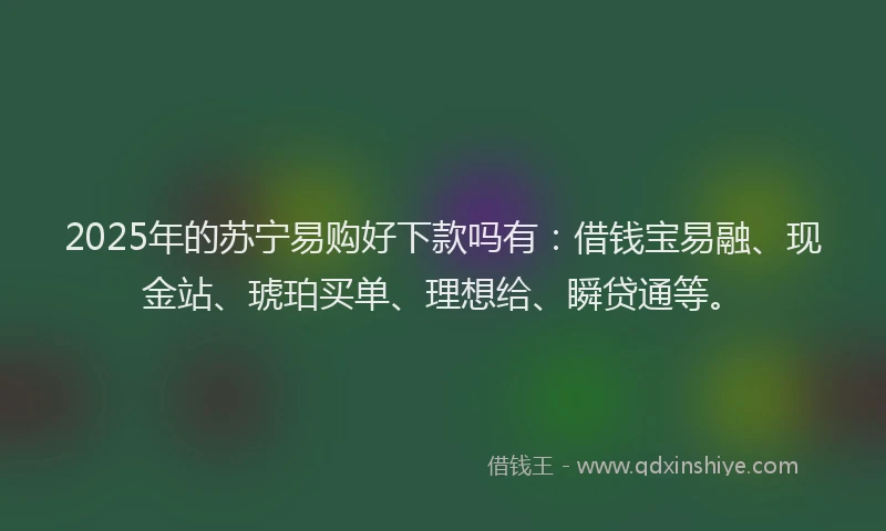 2025年的苏宁易购好下款吗有：借钱宝易融、现金站、琥珀买单、理想给、瞬贷通等。