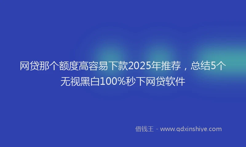 网贷那个额度高容易下款2025年推荐，总结5个无视黑白100%秒下网贷软件