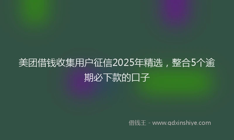 美团借钱收集用户征信2025年精选，整合5个逾期必下款的口子