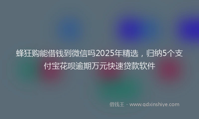 蜂狂购能借钱到微信吗2025年精选，归纳5个支付宝花呗逾期万元快速贷款软件