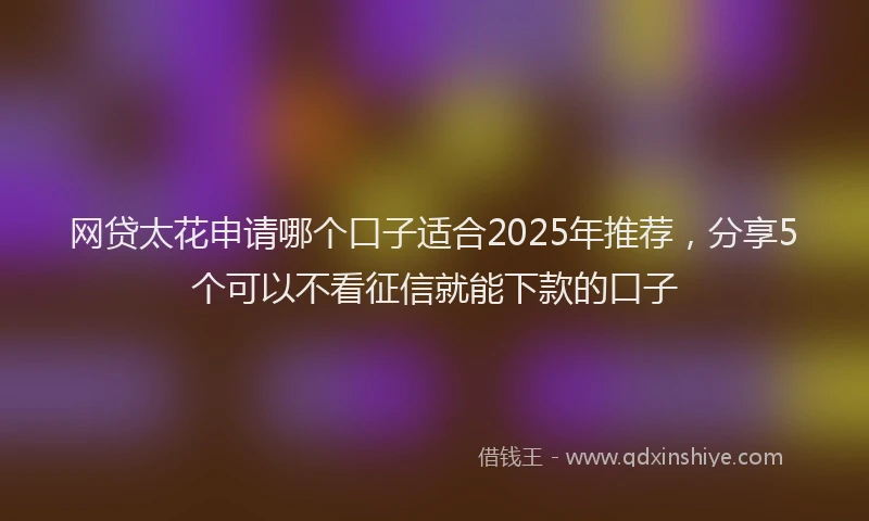 网贷太花申请哪个口子适合2025年推荐，分享5个可以不看征信就能下款的口子