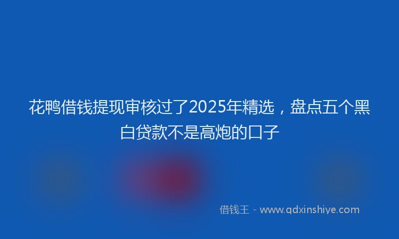 花鸭借钱提现审核过了2025年精选，盘点五个黑白贷款不是高炮的口子