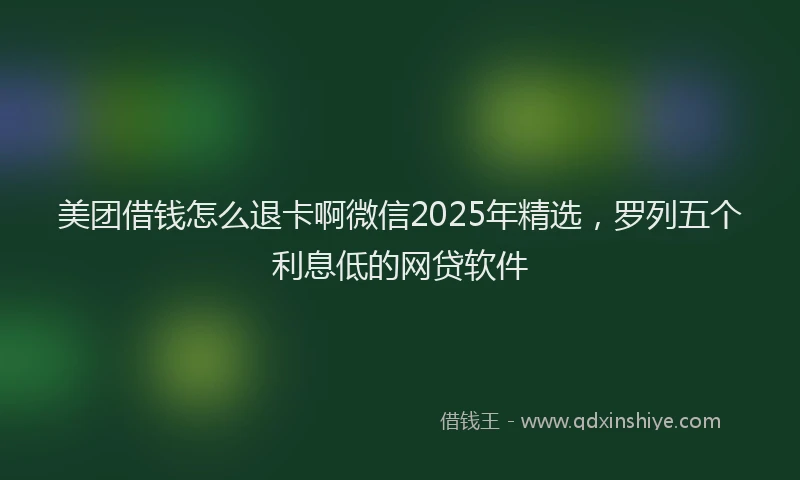 美团借钱怎么退卡啊微信2025年精选，罗列五个利息低的网贷软件