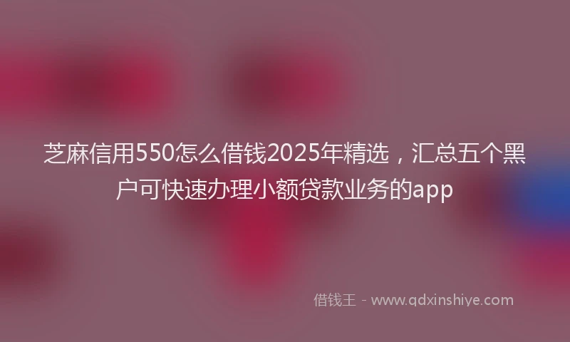 芝麻信用550怎么借钱2025年精选，汇总五个黑户可快速办理小额贷款业务的app
