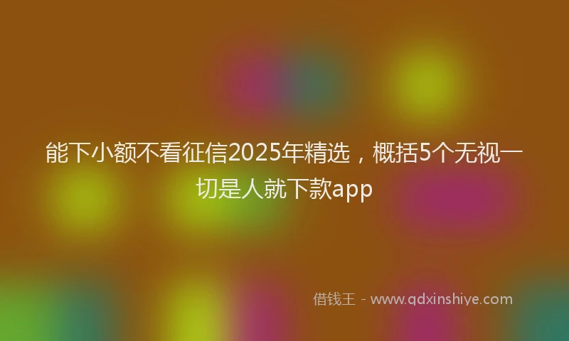 能下小额不看征信2025年精选，概括5个无视一切是人就下款app