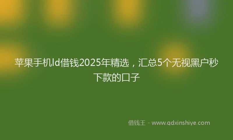 苹果手机ld借钱2025年精选，汇总5个无视黑户秒下款的口子