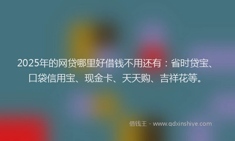 2025年的网贷哪里好借钱不用还有：省时贷宝、口袋信用宝、现金卡、天天购、吉祥花等。