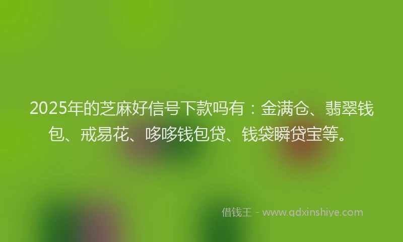 2025年的芝麻好信号下款吗有:金满仓、翡翠钱包、戒易花、哆哆钱包贷、钱袋瞬贷宝等。