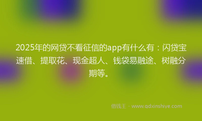 2025年的网贷不看征信的app有什么有：闪贷宝速借、提取花、现金超人、钱袋易融途、树融分期等。