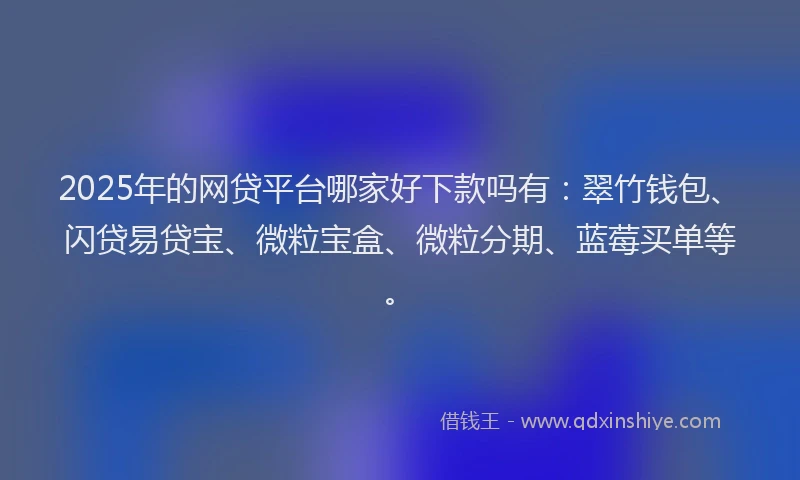 2025年的网贷平台哪家好下款吗有：翠竹钱包、闪贷易贷宝、微粒宝盒、微粒分期、蓝莓买单等。