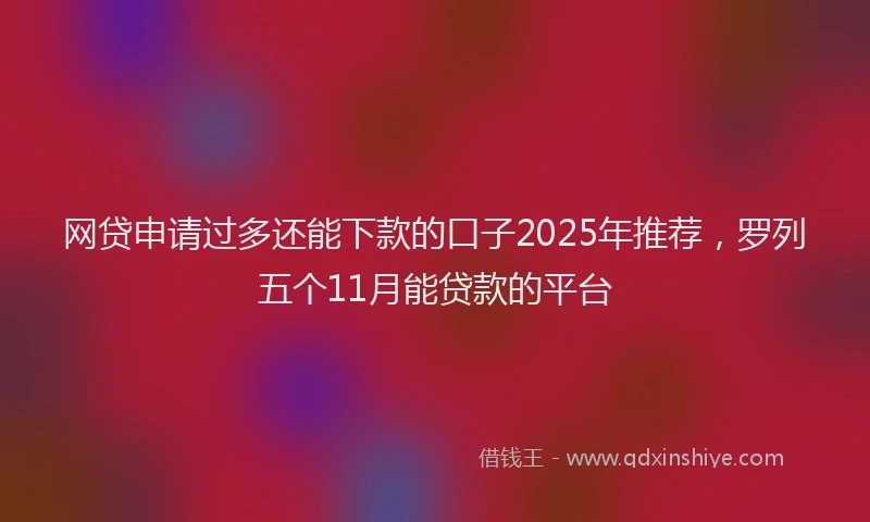 网贷申请过多还能下款的口子2025年推荐，罗列五个11月能贷款的平台