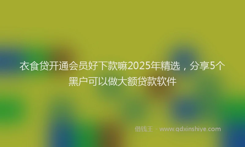衣食贷开通会员好下款嘛2025年精选，分享5个黑户可以做大额贷款软件