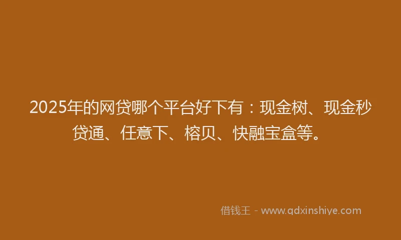2025年的网贷哪个平台好下有：现金树、现金秒贷通、任意下、榕贝、快融宝盒等。