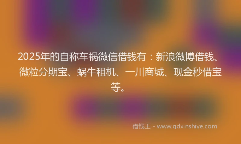 2025年的自称车祸微信借钱有：新浪微博借钱、微粒分期宝、蜗牛租机、一川商城、现金秒借宝等。