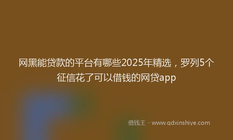 网黑能贷款的平台有哪些2025年精选，罗列5个征信花了可以借钱的网贷app
