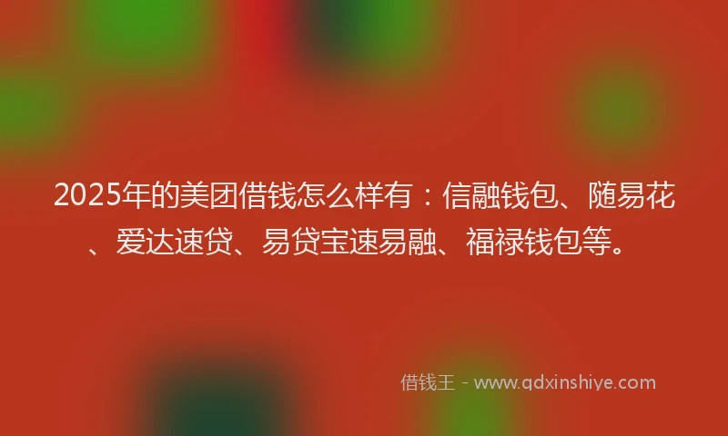 2025年的美团借钱怎么样有：信融钱包、随易花、爱达速贷、易贷宝速易融、福禄钱包等。