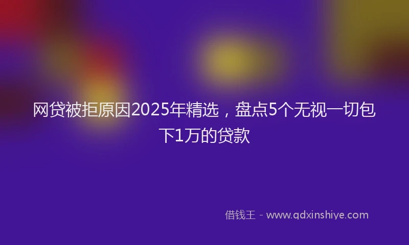 网贷被拒原因2025年精选，盘点5个无视一切包下1万的贷款
