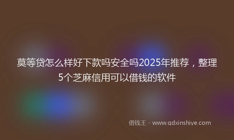 莫等贷怎么样好下款吗安全吗2025年推荐，整理5个芝麻信用可以借钱的软件