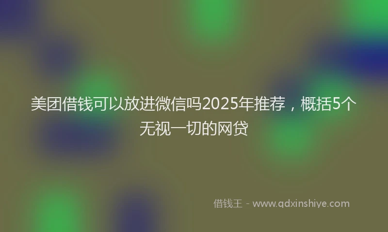 美团借钱可以放进微信吗2025年推荐，概括5个无视一切的网贷