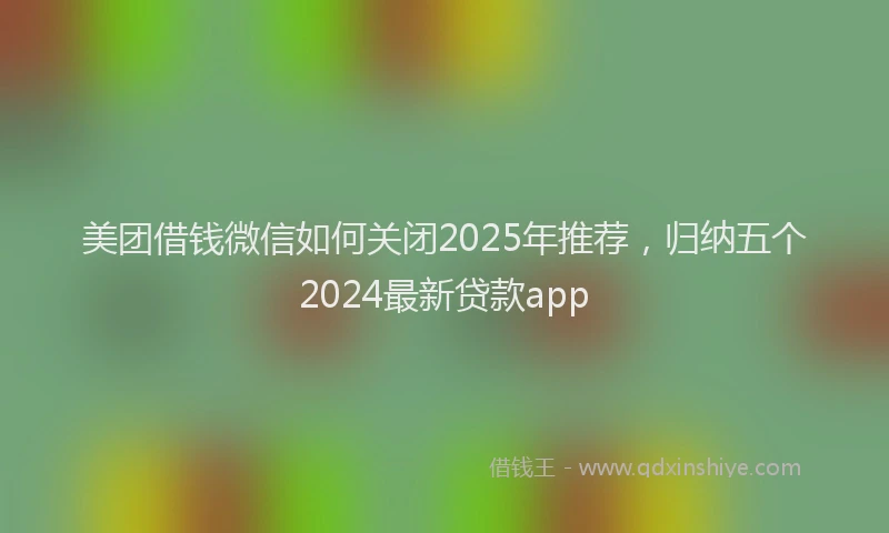 美团借钱微信如何关闭2025年推荐，归纳五个2024最新贷款app