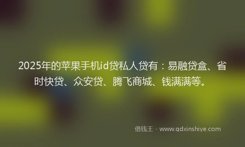 2025年的苹果手机id贷私人贷有：易融贷盒、省时快贷、众安贷、腾飞商城、钱满满等。