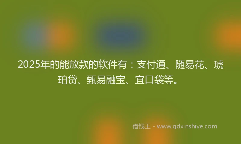 2025年的能放款的软件有：支付通、随易花、琥珀贷、甄易融宝、宜口袋等。