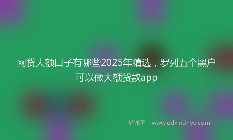 网贷大额口子有哪些2025年精选，罗列五个黑户可以做大额贷款app