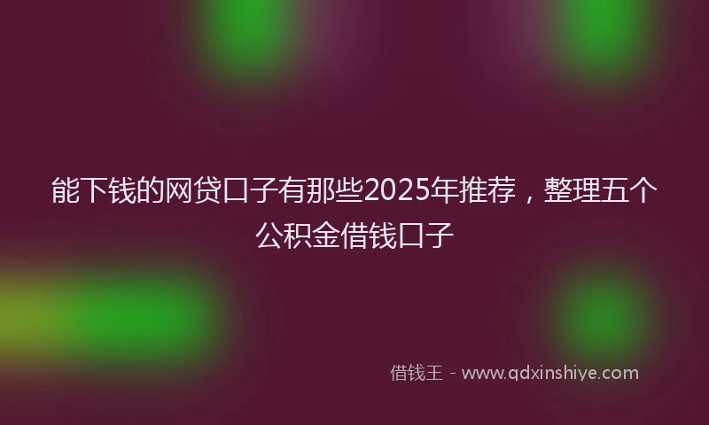 能下钱的网贷口子有那些2025年推荐，整理五个公积金借钱口子