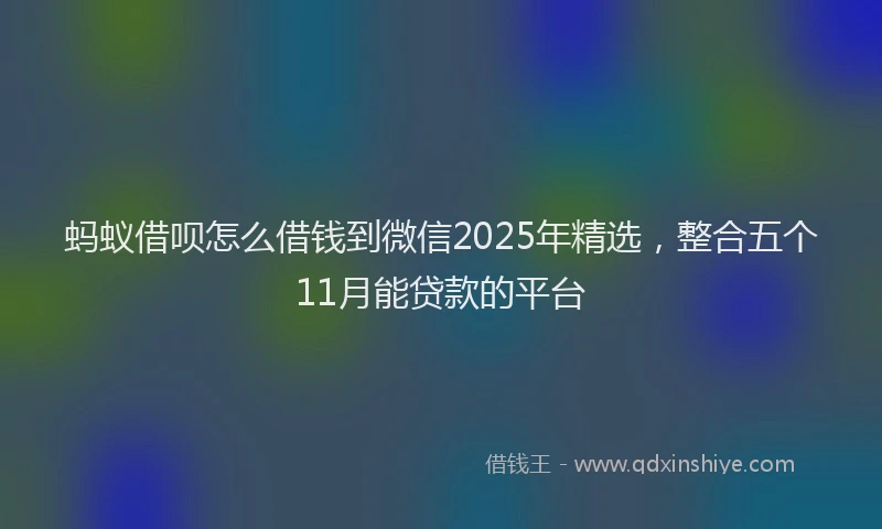 蚂蚁借呗怎么借钱到微信2025年精选，整合五个11月能贷款的平台