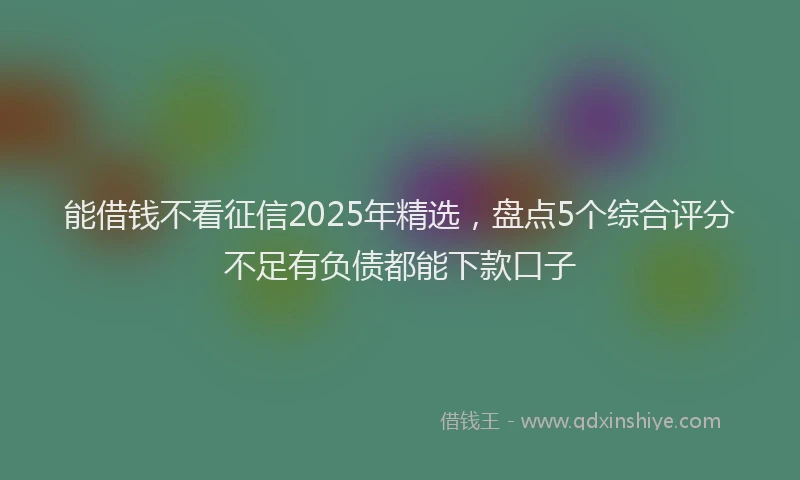 能借钱不看征信2025年精选，盘点5个综合评分不足有负债都能下款口子
