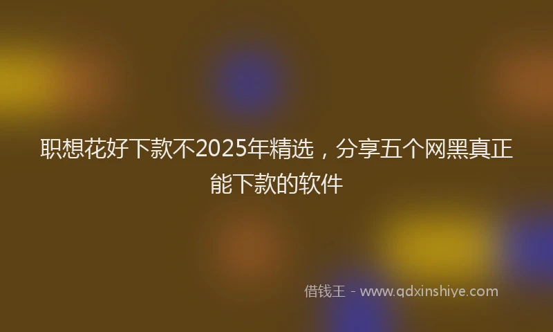 职想花好下款不2025年精选，分享五个网黑真正能下款的软件