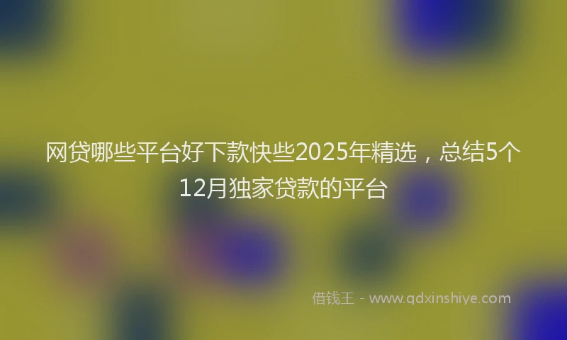 网贷哪些平台好下款快些2025年精选，总结5个12月独家贷款的平台