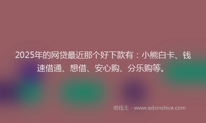 2025年的网贷最近那个好下款有：小熊白卡、钱速借通、想借、安心购、分乐购等。