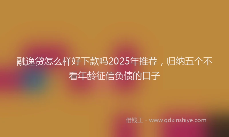融逸贷怎么样好下款吗2025年推荐，归纳五个不看年龄征信负债的口子