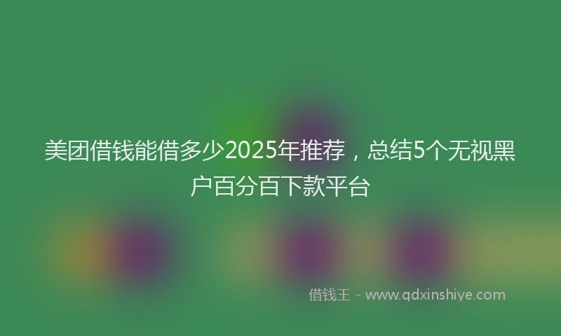 美团借钱能借多少2025年推荐，总结5个无视黑户百分百下款平台