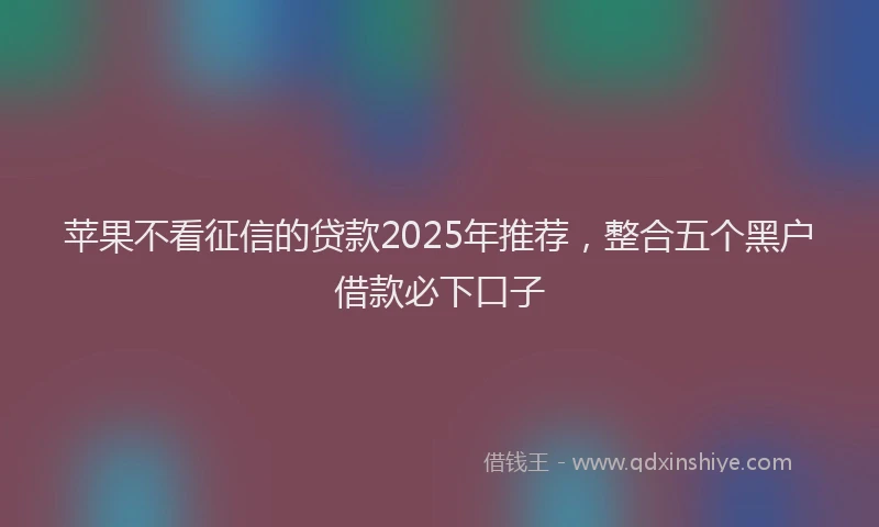 苹果不看征信的贷款2025年推荐，整合五个黑户借款必下口子