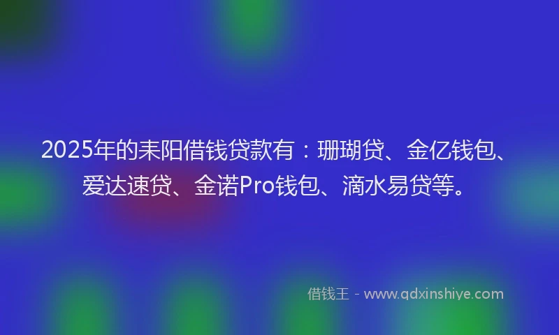 2025年的耒阳借钱贷款有：珊瑚贷、金亿钱包、爱达速贷、金诺Pro钱包、滴水易贷等。