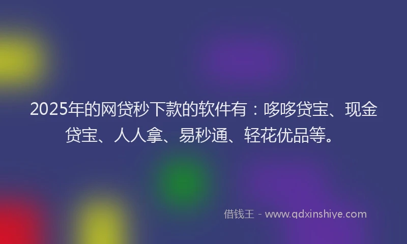2025年的网贷秒下款的软件有：哆哆贷宝、现金贷宝、人人拿、易秒通、轻花优品等。