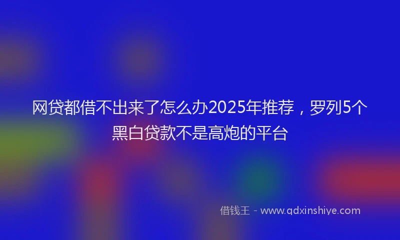 网贷都借不出来了怎么办2025年推荐，罗列5个黑白贷款不是高炮的平台