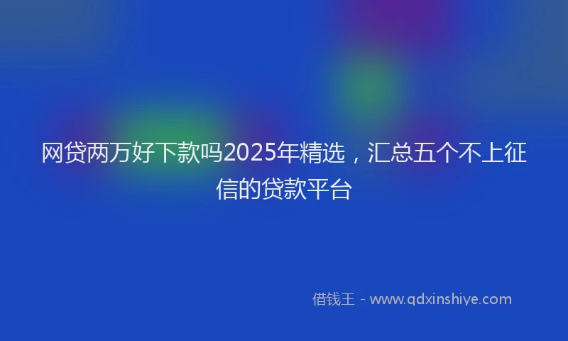 网贷两万好下款吗2025年精选，汇总五个不上征信的贷款平台